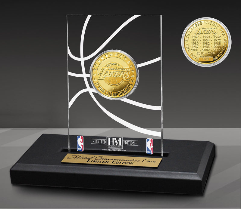 Highland Mint Los Angeles Lakers 17-Time Championship Gold Coin Acrylic Desk Display - Limited Edition /5,000