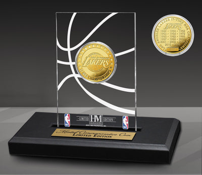 Highland Mint Los Angeles Lakers 17-Time Championship Gold Coin Acrylic Desk Display - Limited Edition /5,000