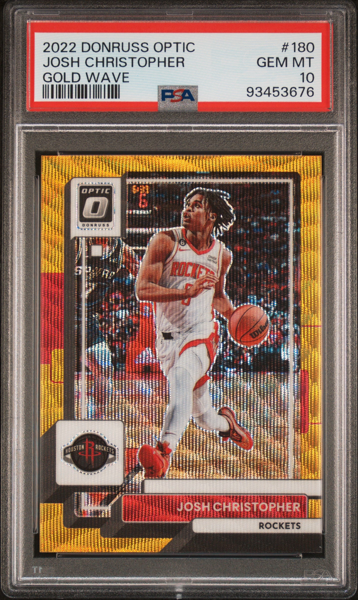 2022 Panini Donruss Optic Gold Wave Josh Christopher 01/10 #180 PSA 10