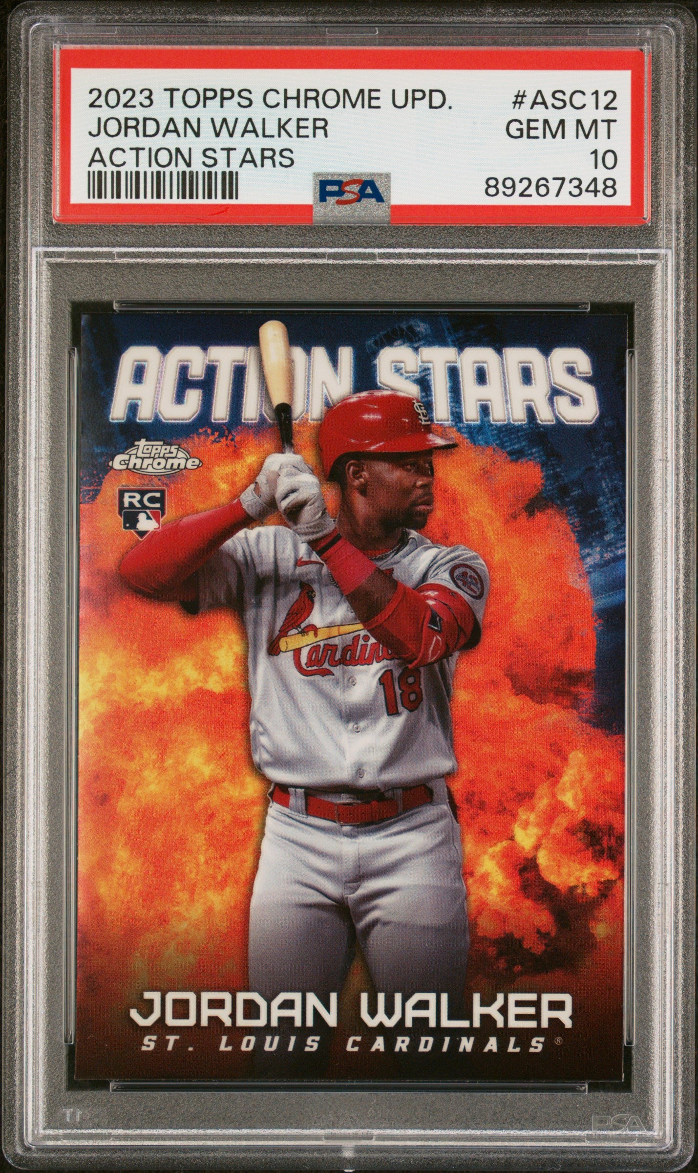 2023 Topps Chrome Update Action Stars Jordan Walker Rookie RC #ASC12 PSA 10