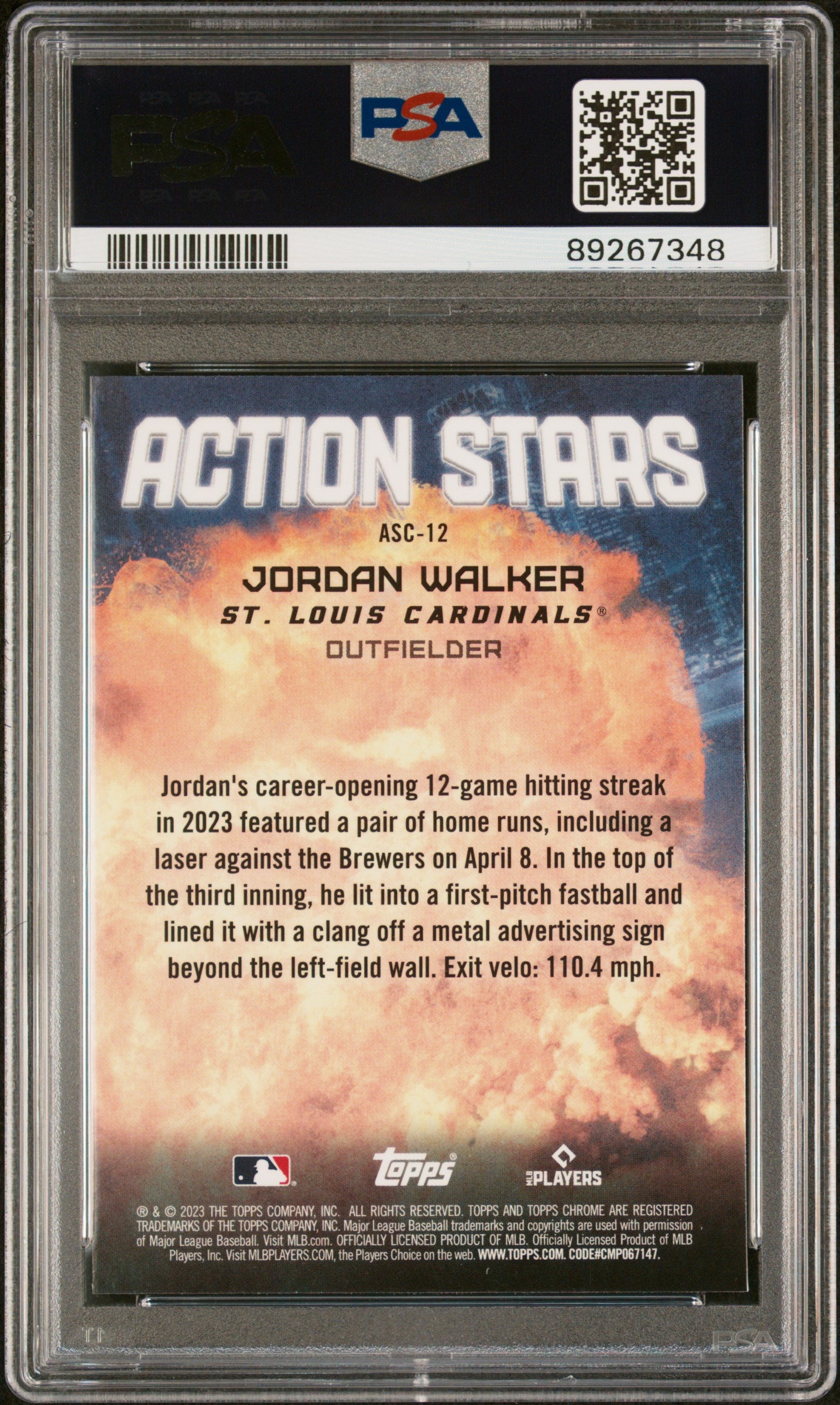 2023 Topps Chrome Update Action Stars Jordan Walker Rookie RC #ASC12 PSA 10