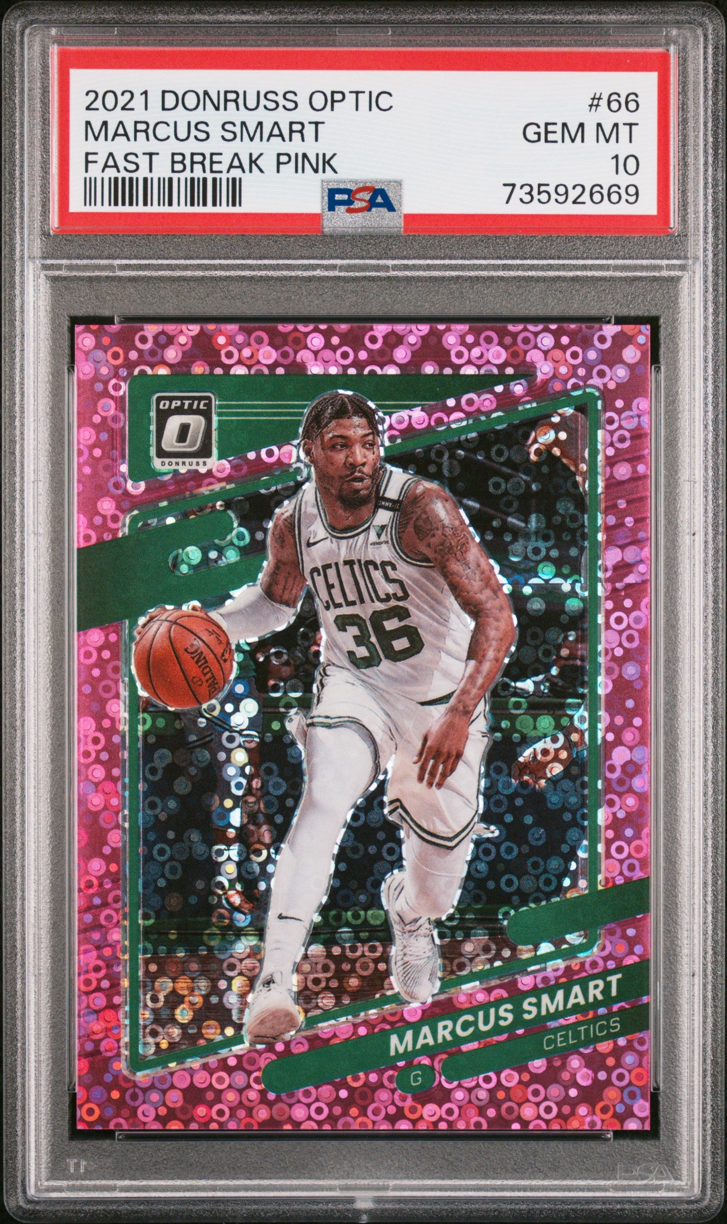 2021 Donruss Optic #66 Marcus Smart Fast Break Pink /20 PSA 10