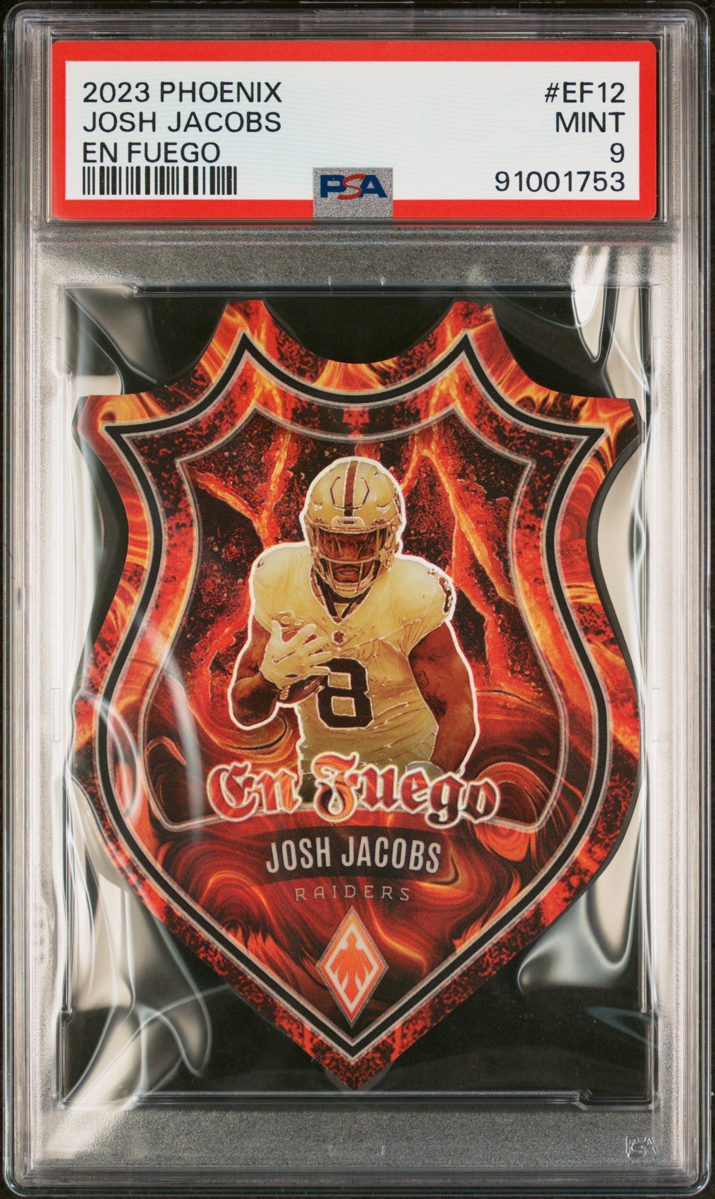 2023 Panini Phoenix En Fuego Josh Jacobs #EF-12 PSA 9
