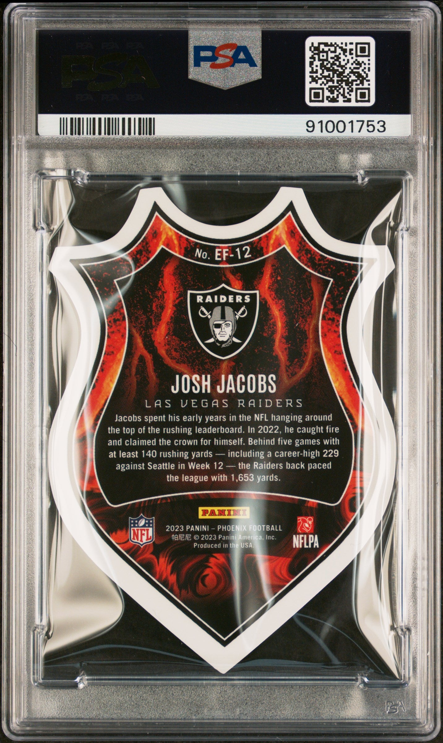 2023 Panini Phoenix En Fuego Josh Jacobs #EF-12 PSA 9