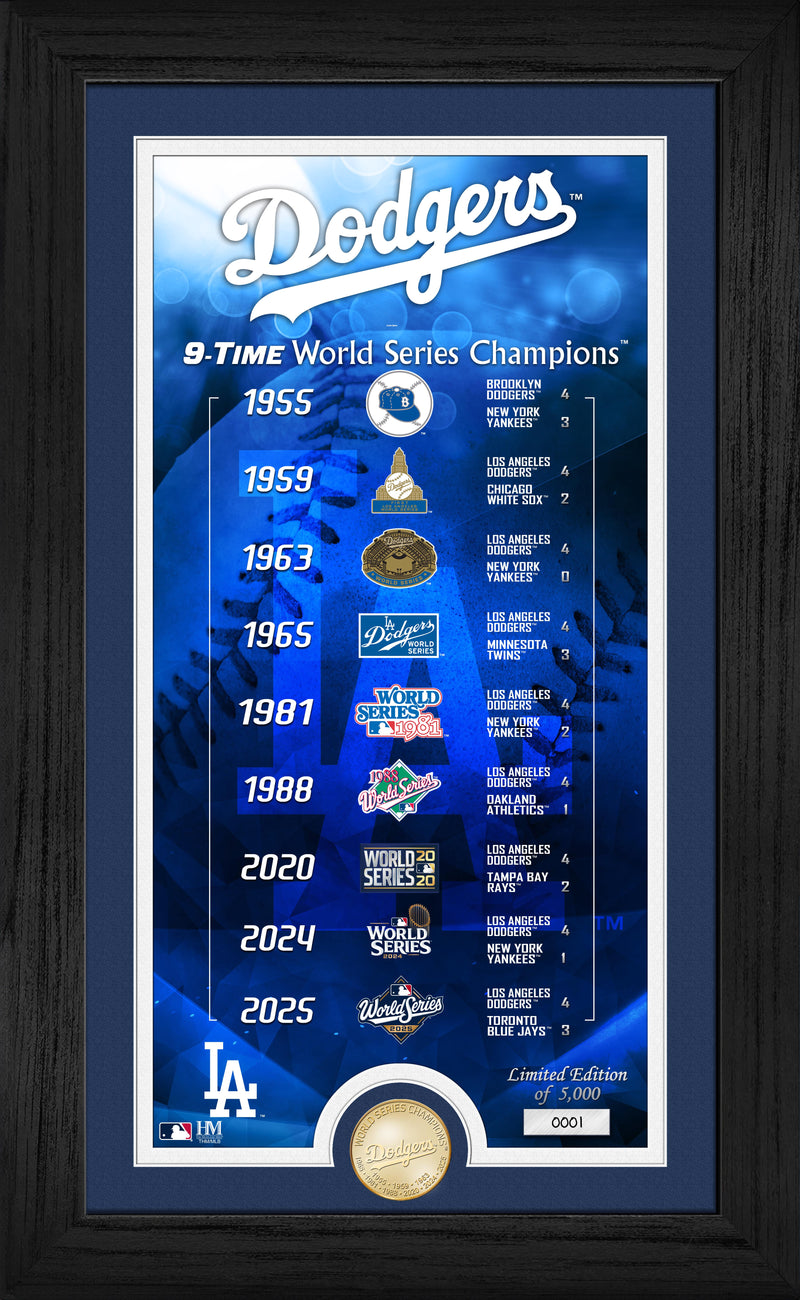 Highland Mint Los Angeles Dodgers 9x World Series Champions Bronze Coin Photo Mint - Limited Edition /5,000
