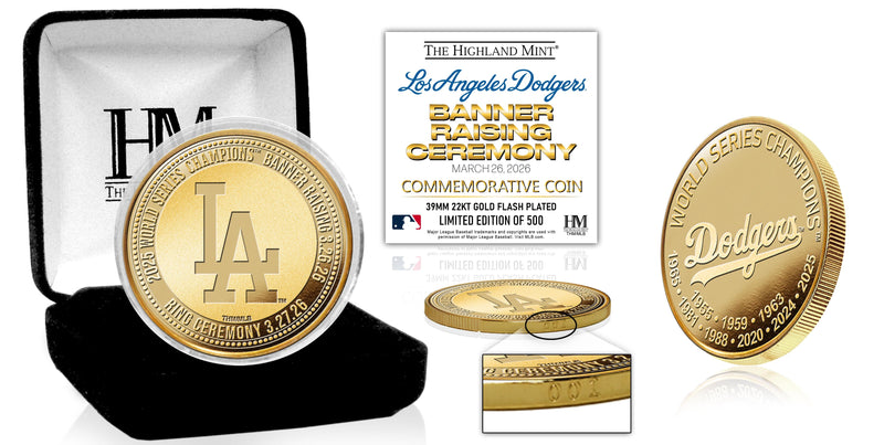 Highland Mint Los Angeles Dodgers 2026 Banner Raising Ceremony Gold Coin - Limited Edition /500