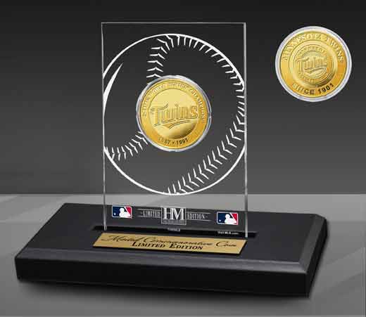 Highland Mint Minnesota Twins 2-Time Champions Acrylic Gold Coin - Limited Edition /5,000