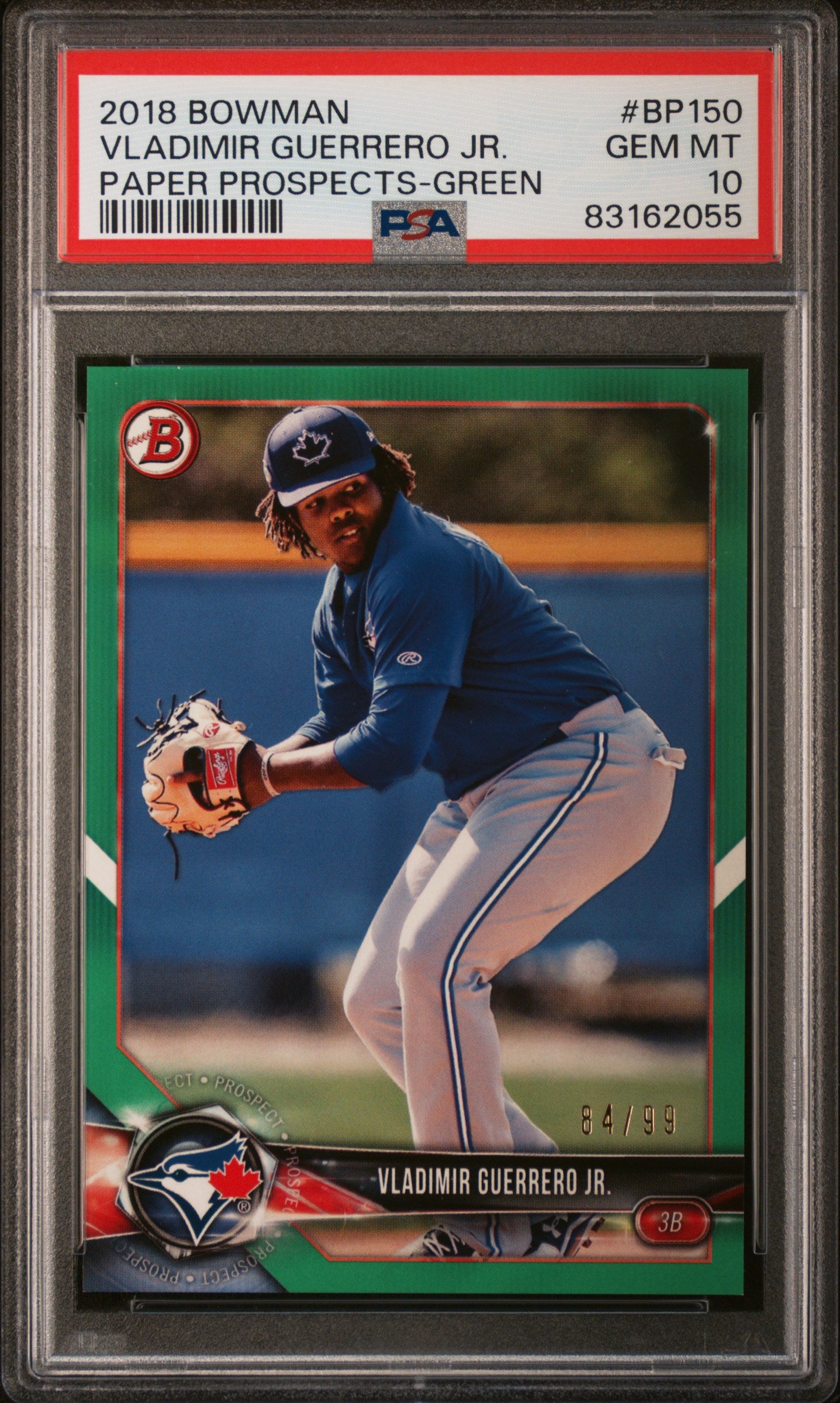 2018 Bowman Green Vladimir Guerrero Jr. #BP150 /99 PSA 10