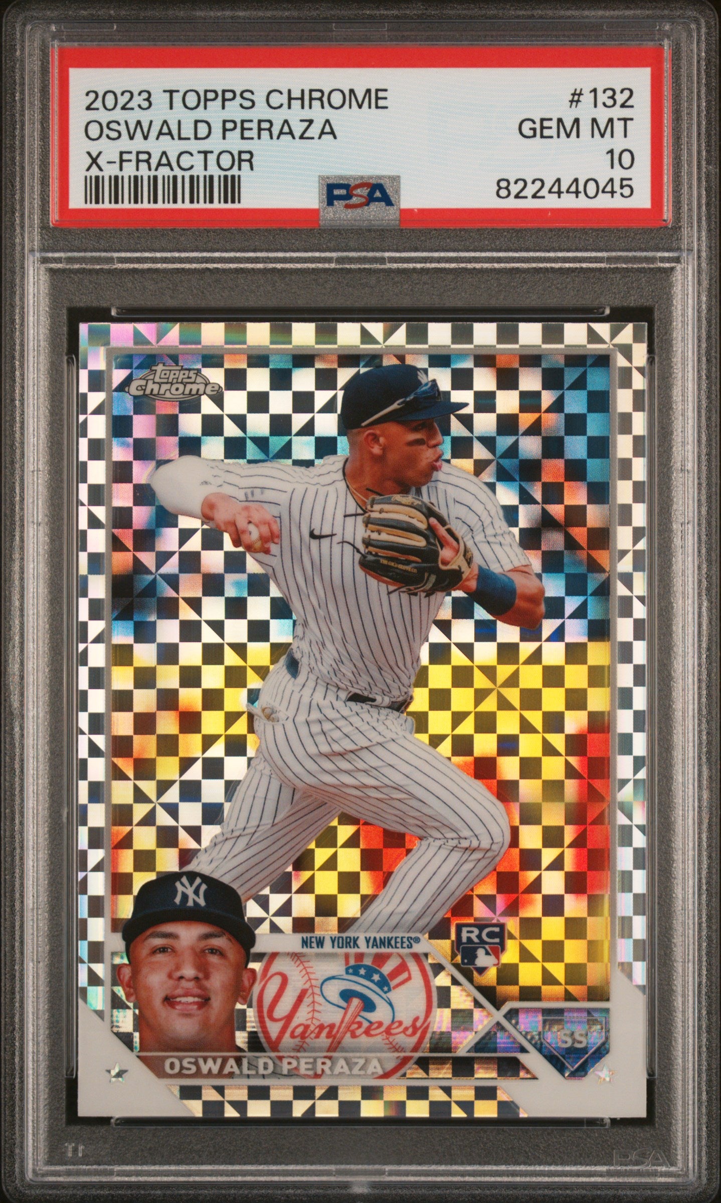 2023 Topps Chrome X-Fractor Oswald Peraza Rookie RC #132 PSA 10