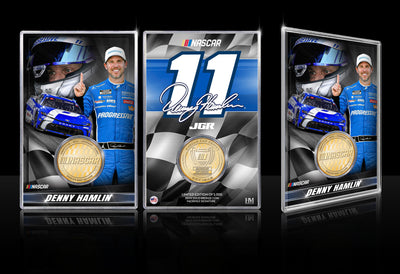 Highland Mint NASCAR Denny Hamlin Bronze Coin Acrylic Display - Limited Edition /5,000