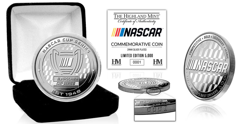 Highland Mint NASCAR Cup Series Championship Trophy Silver-Plated Commemorative Coin - Limited Edition /5,000