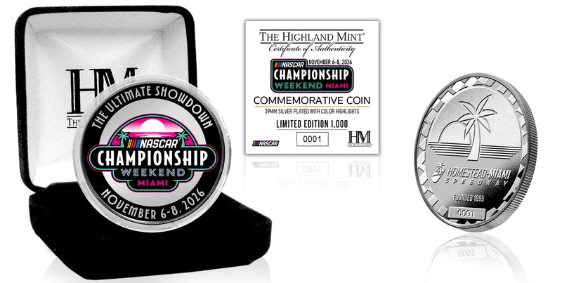 Highland Mint NASCAR Championship Weekend 2026 Silver Plated Color Coin - Limited Edition /1,000