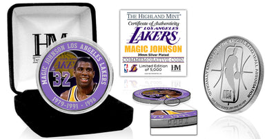 Highland Mint Magic Johnson Los Angeles Lakers Silver Plated Color Coin - Limited Edition /5,000