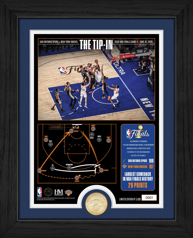 Highland Mint New York Knicks 2026 NBA Finals Game 4 OG Tip-in Bronze Coin Photo Mint - Limited Edition /5,000