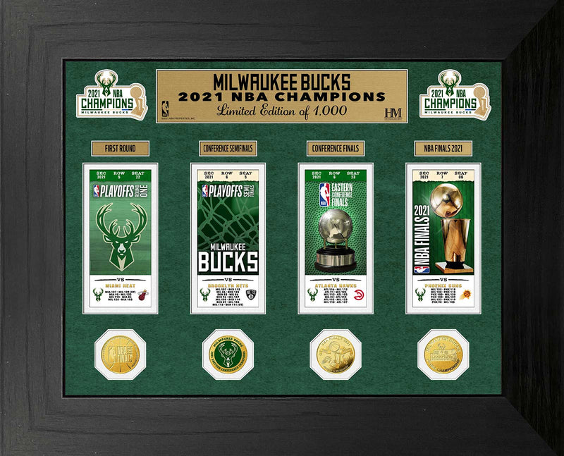 Highland Mint Milwaukee Bucks 2021 NBA Finals Champions Deluxe Gold Coin & Ticket Collection - Limited Edition /1000