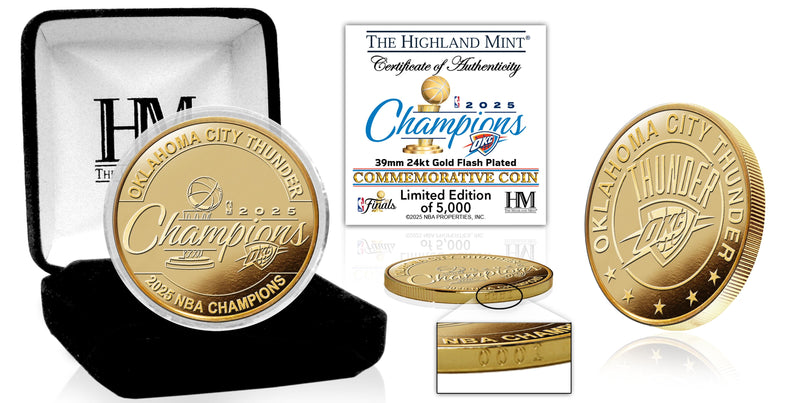 Highland Mint Oklahoma City Thunder 2025 NBA Champions Gold Plated Coin - Limited Edition /5,000