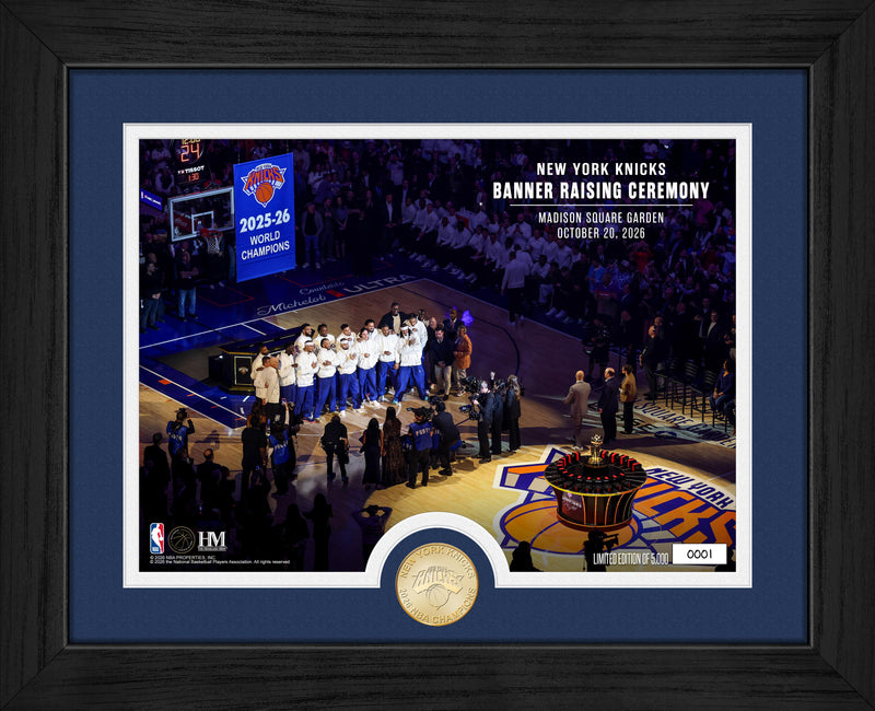 Highland Mint New York Knicks 2026 NBA Champions Banner Raising Ceremony Bronze Coin Photo Mint - Limited Edition /5,000