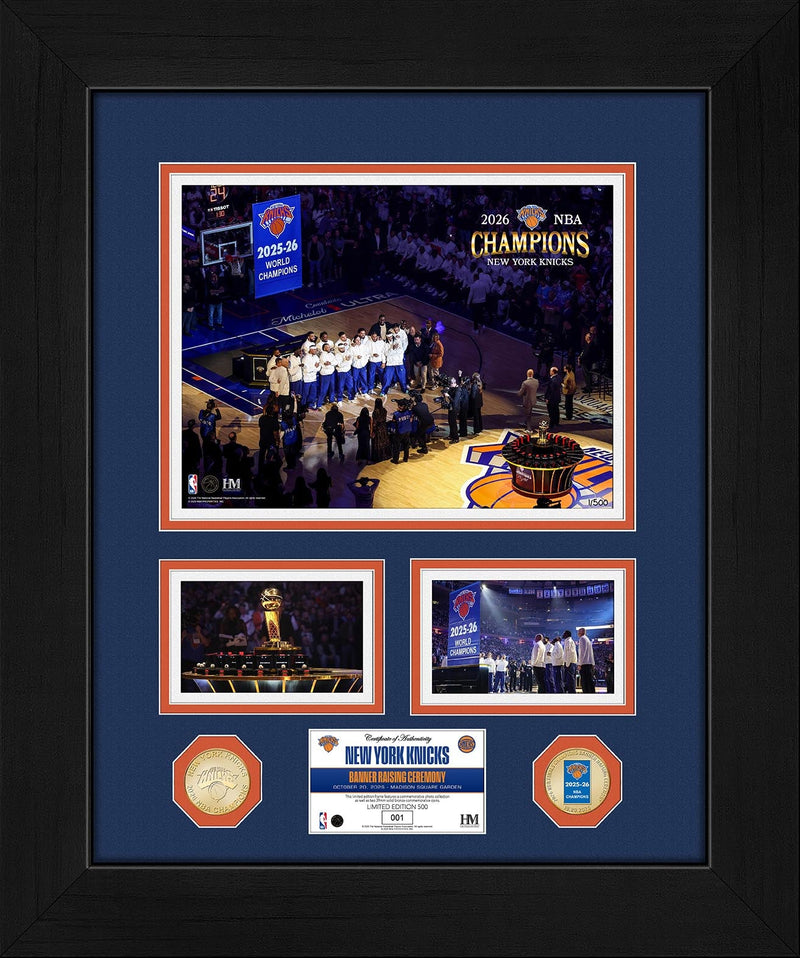 Highland Mint New York Knicks 2026 NBA Championship Banner Raising Ceremony Bronze Coin Photo Mint