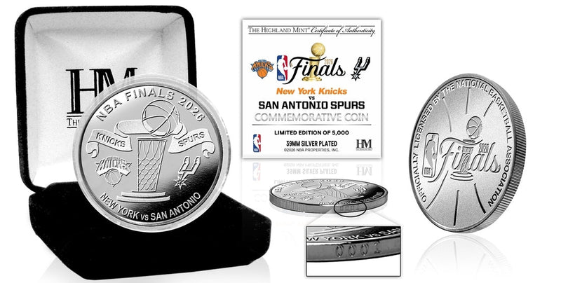 Highland Mint New York Knicks vs San Antonio Spurs 2026 NBA Finals Silver Coin - Limited Edition /5000