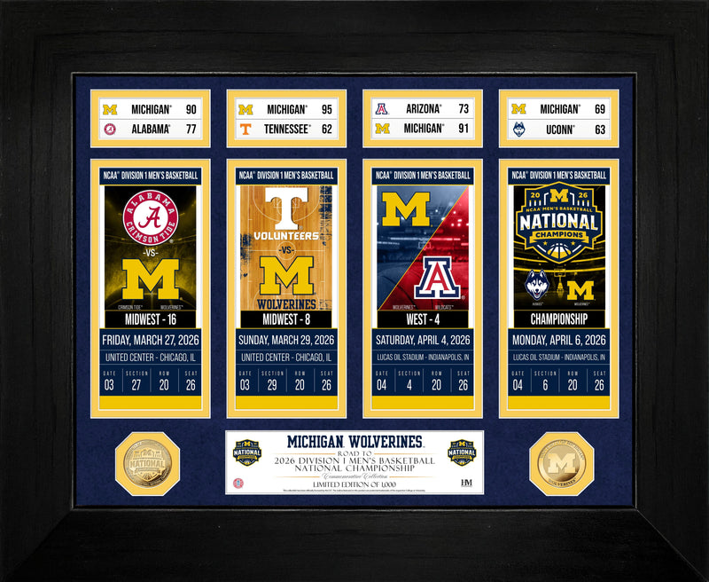 Highland Mint Michigan Wolverines 2026 NCAA Basketball Championship Ticket Collection Photo Mint - Limited Edition /1,00