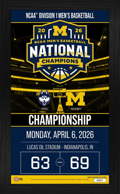 Highland Mint Michigan Wolverines 2026 NCAA Basketball Champions Game Day Frame - Limited Edition /10,000