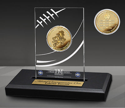Highland Mint Notre Dame Fighting Irish 11x Champions Gold Coin Acrylic - Limited Edition /5,000