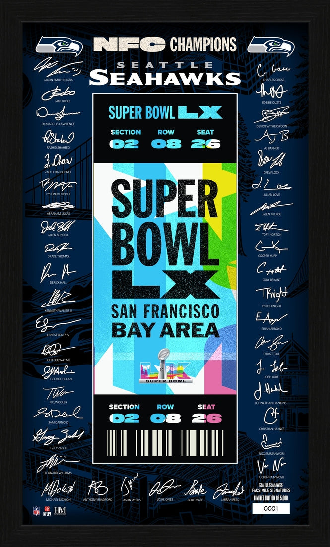 Highland Mint Seattle Seahawks 2026 NFC Champions Super Bowl LX Signature Ticket Frame - Limited Edition /5000