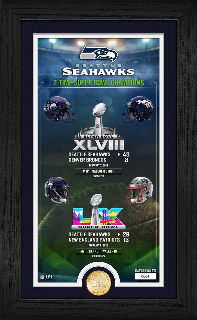 Highland Mint Seattle Seahawks 2-Time Super Bowl Champions Legacy Bronze Coin Photo Mint - Limited Edition /5,000