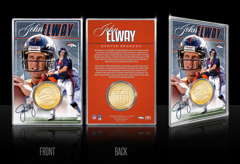 Highland Mint John Elway Denver Broncos Bronze Coin Card - Limited Edition /5,000