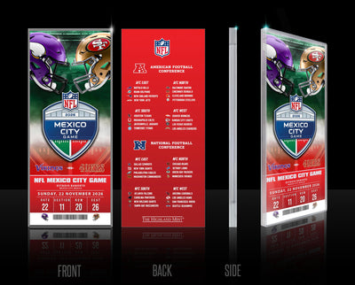Highland Mint 2026 NFL International Games Vikings vs 49ers Mexico Acrylic Ticket