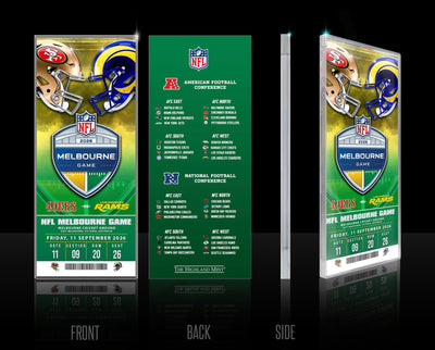 Highland Mint 49ers vs Rams 2026 NFL Melbourne Game Acrylic Ticket