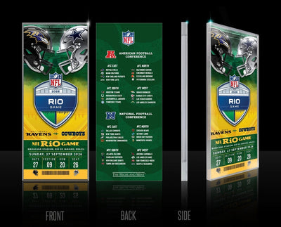 Highland Mint 2026 NFL International Games Ravens vs Cowboys Rio Acrylic Ticket