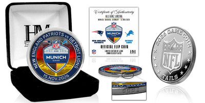 Highland Mint 2026 NFL International Games Patriots vs Lions Munich Color Silver Flip Coin - Limited Edition /5,000