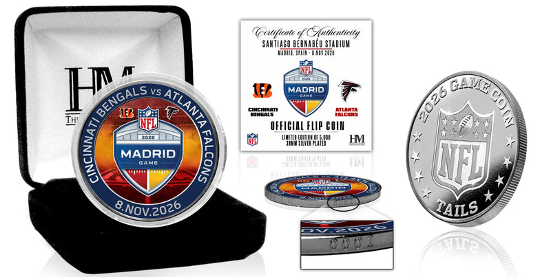 Highland Mint 2026 NFL International Games Bengals vs Falcons Madrid Silver Flip Coin - Limited Edition /5,000