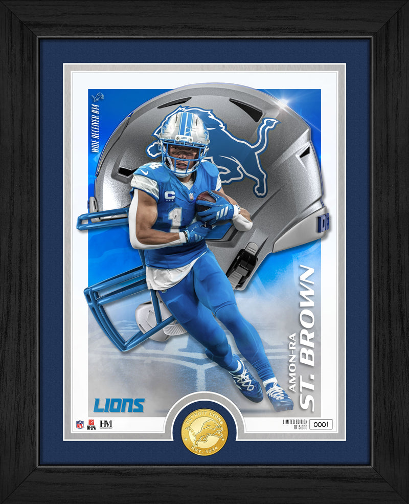 Highland Mint Detroit Lions Amon-Ra St. Brown Bronze Coin Photo Mint - Limited Edition /5,000