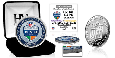Highland Mint Minnesota Vikings vs. Pittsburgh Steelers 2025 Dublin Game Silver Color Coin - Limited Edition /5,000