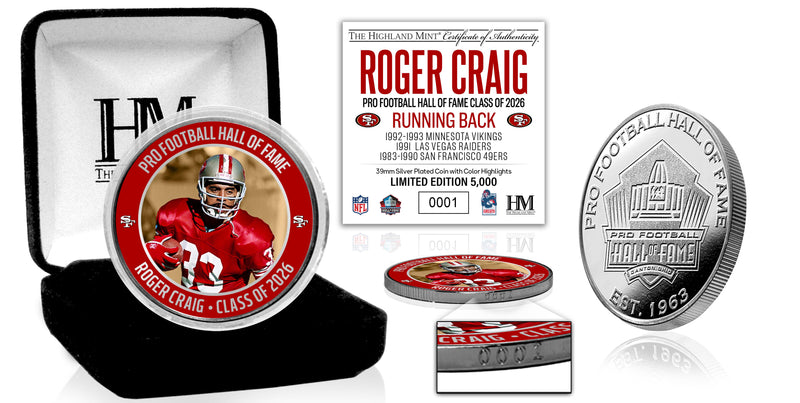 Highland Mint Roger Craig 2026 NFL Hall of Fame Induction Silver Plated Coin - Limited Edition /5,000