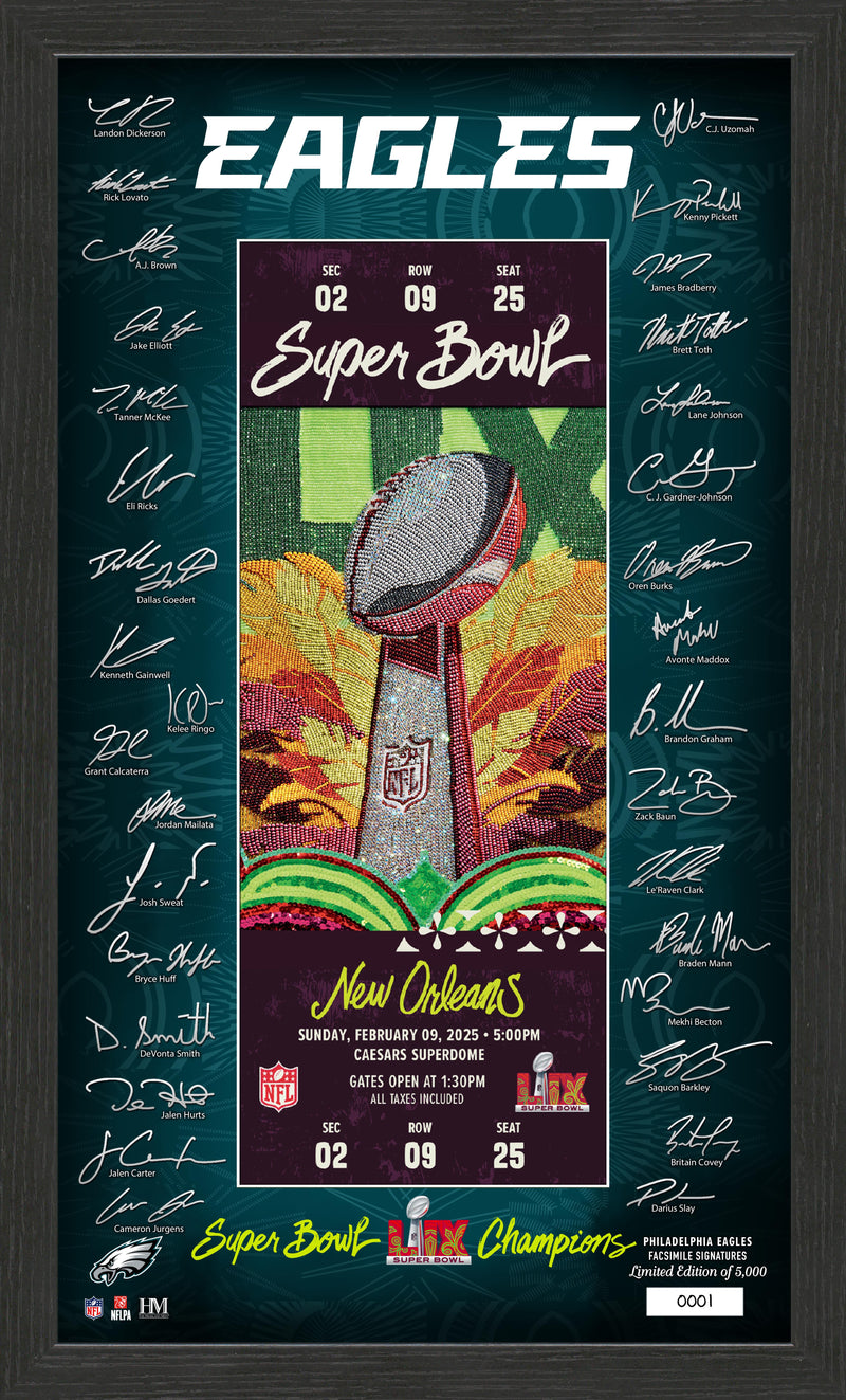 Highland Mint Philadelphia Eagles Super Bowl LIX Champions Signature Ticket Frame - Limited Edition /5,000