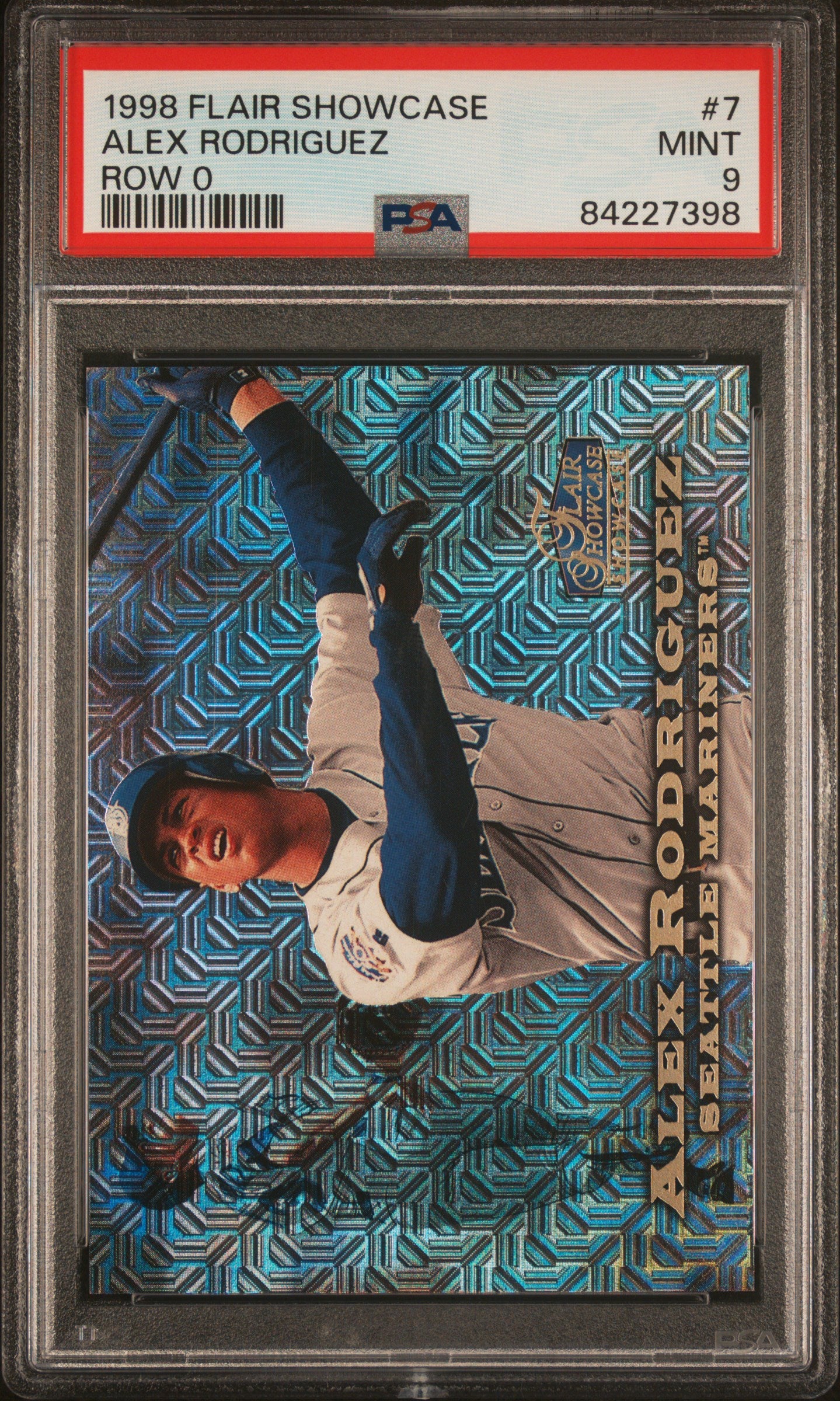 1998 Flair Showcase Row 0 Alex Rodriguez Refractor #7 /250 PSA 9