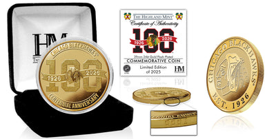 Highland Mint Chicago Blackhawks 100th Anniversary 24kt Gold Coin - Limited Edition /2,025