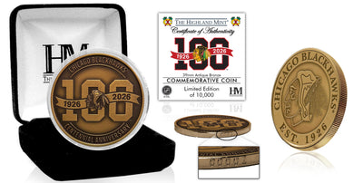 Highland Mint Chicago Blackhawks 100th Anniversary Antique Bronze Coin - Limited Edition /10,000