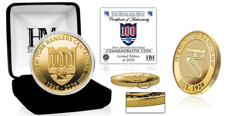 Highland Mint New York Rangers 100th Anniversary 24kt Gold Coin - Limited Edition /2,025