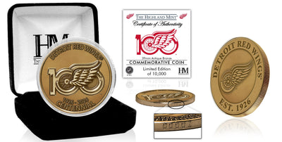 Highland Mint Detroit Red Wings 100th Anniversary Antique Bronze Coin - Limited Edition /10,000