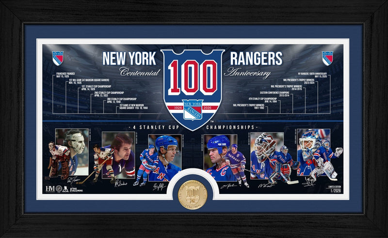Highland Mint New York Rangers 100th Anniversary Bronze Coin Timeline Photo Mint - Limited Edition /2,026