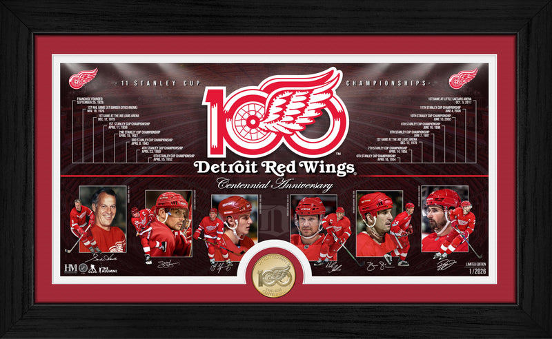 Highland Mint Detroit Red Wings 100th Anniversary Bronze Coin Timeline Photo Mint - Limited Edition /2,026