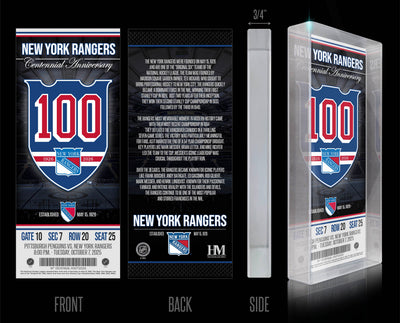 Highland Mint New York Rangers 100th Anniversary 3D Acrylic BlocKart