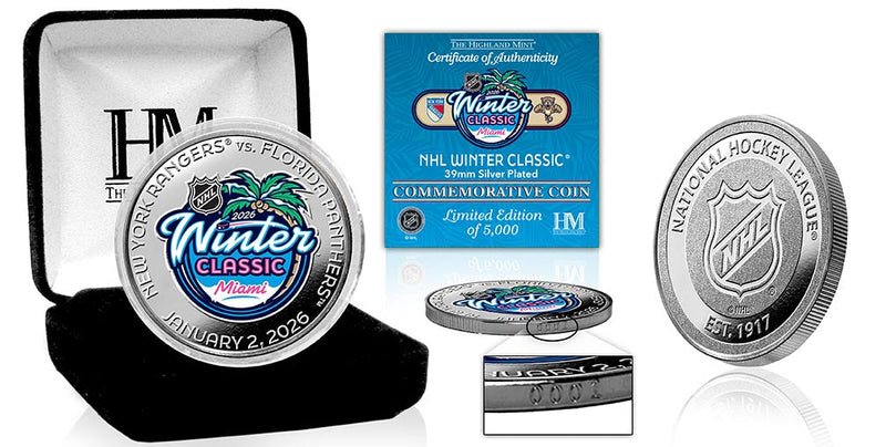 Highland Mint New York Rangers vs. Florida Panthers 2026 NHL Winter Classic Silver Coin - Limited Edition /5,000