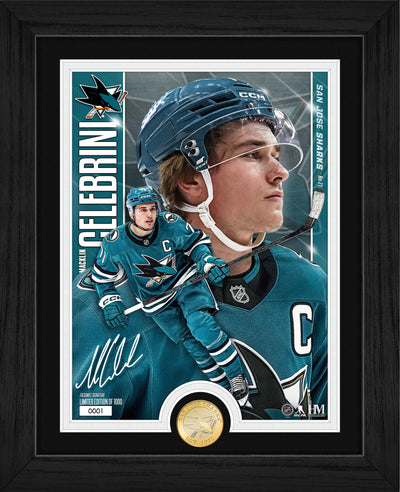 Highland Mint Macklin Celebrini San Jose Sharks Bronze Coin Artist Proof Photo Mint - Limited Edition /1,000