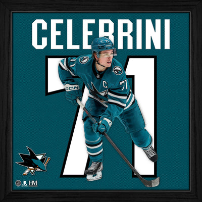 Highland Mint Macklin Celebrini San Jose Sharks Impact Jersey Frame
