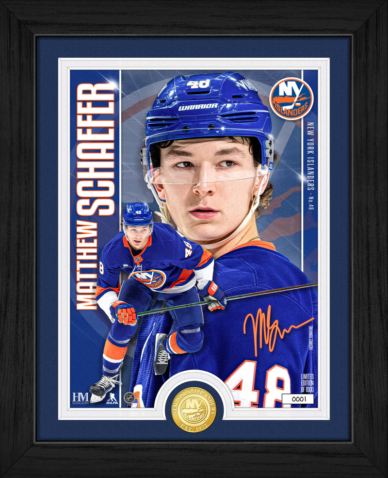 Highland Mint New York Islanders Matthew Schaefer Bronze Coin Artist Proof Photo Mint - Limited Edition /1,000